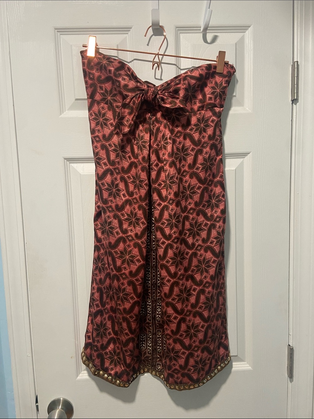 Tracy Reese Strapless Mini Dress with Front Tie Bow